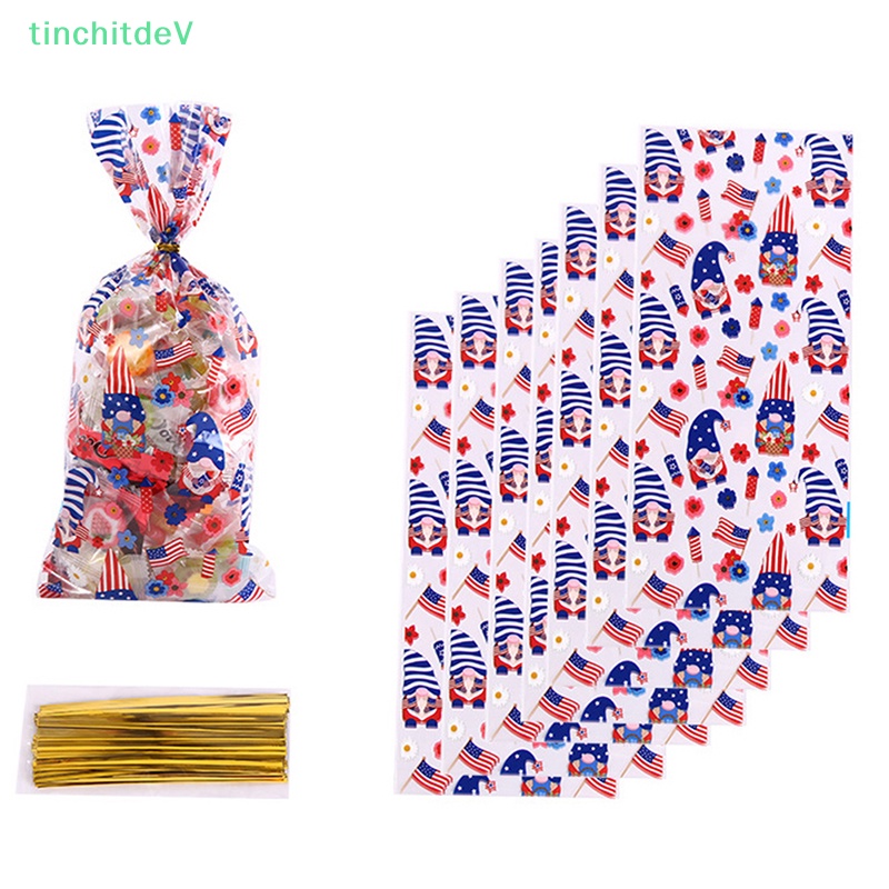 [TinchitdeV] 50 Túi Nhựa Trong Suốt Có Dây Buộc Xoắn Độc Lập Ngày Độc Lập [Mới]