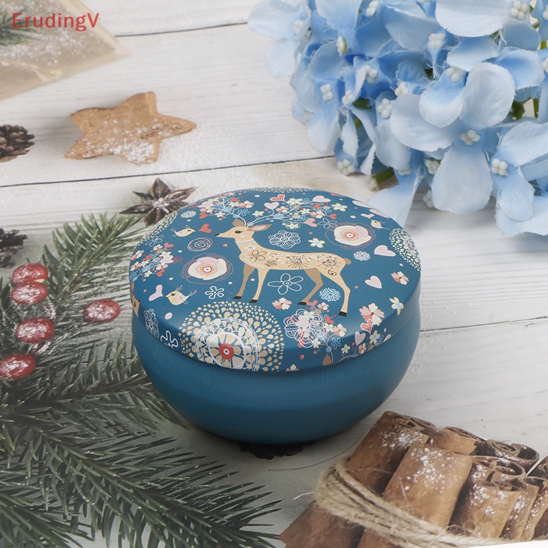 [ErudingV] Hộp Thiếc Nhỏ Tròn Họa Tiết Hươu Retro Sáng Tạo Đựng Kẹo [Mới]