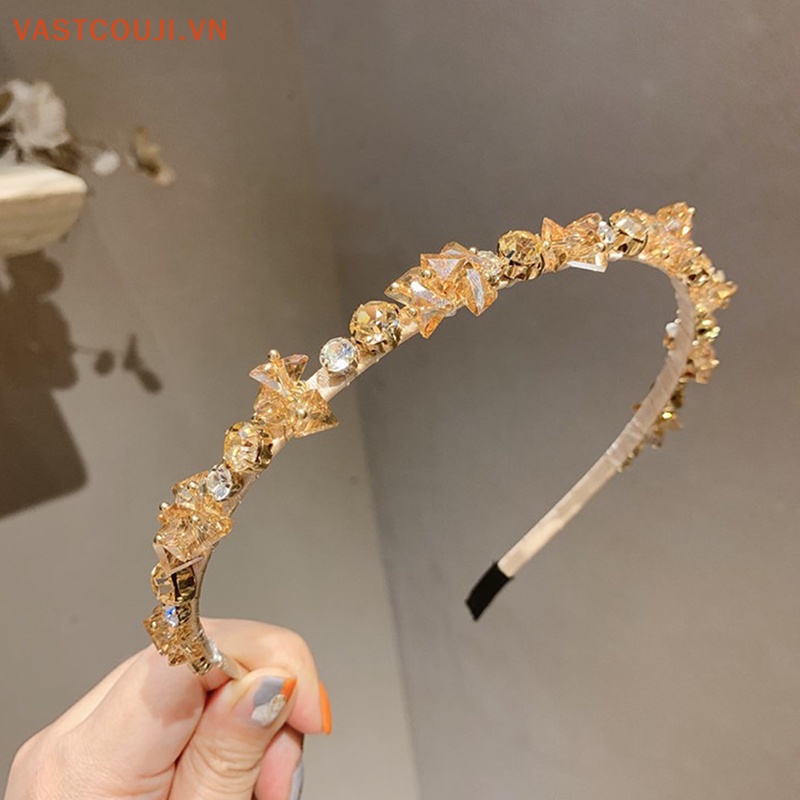 Băng Đô Hoa Đính Đá Thủy Tinh Phong Cách Bohemian Cho Nữ