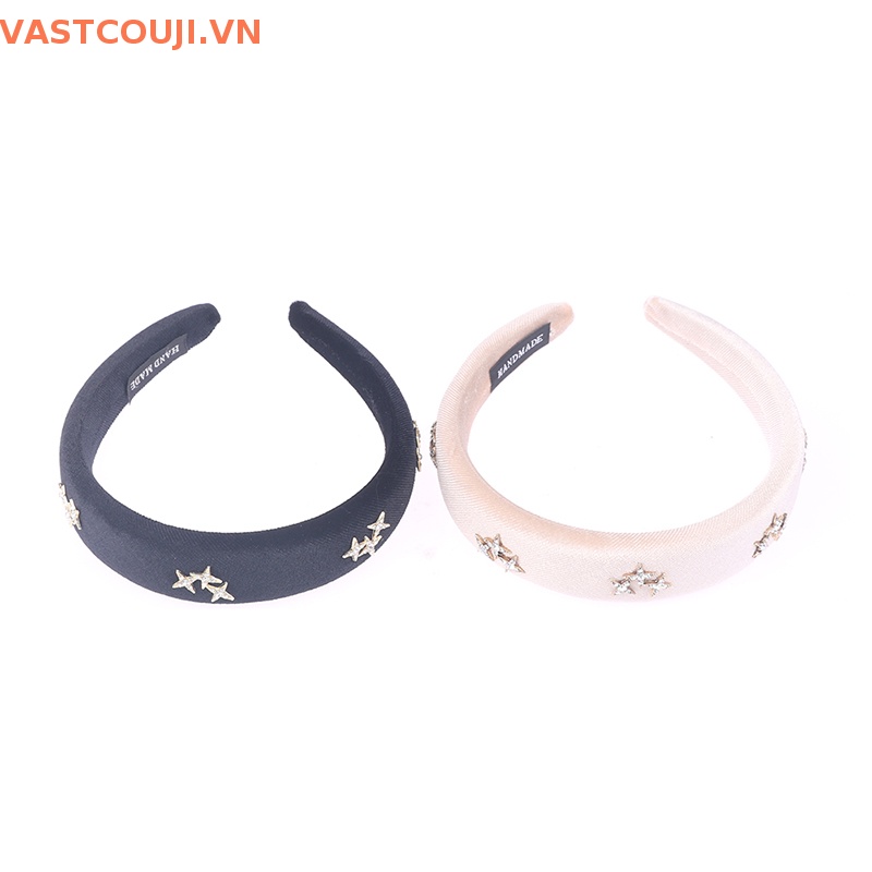 Băng Đô Nhung Bản Rộng Đính Đá Lấp Lánh Phong Cách VASTJI Cổ Điển Dành Cho Nữ