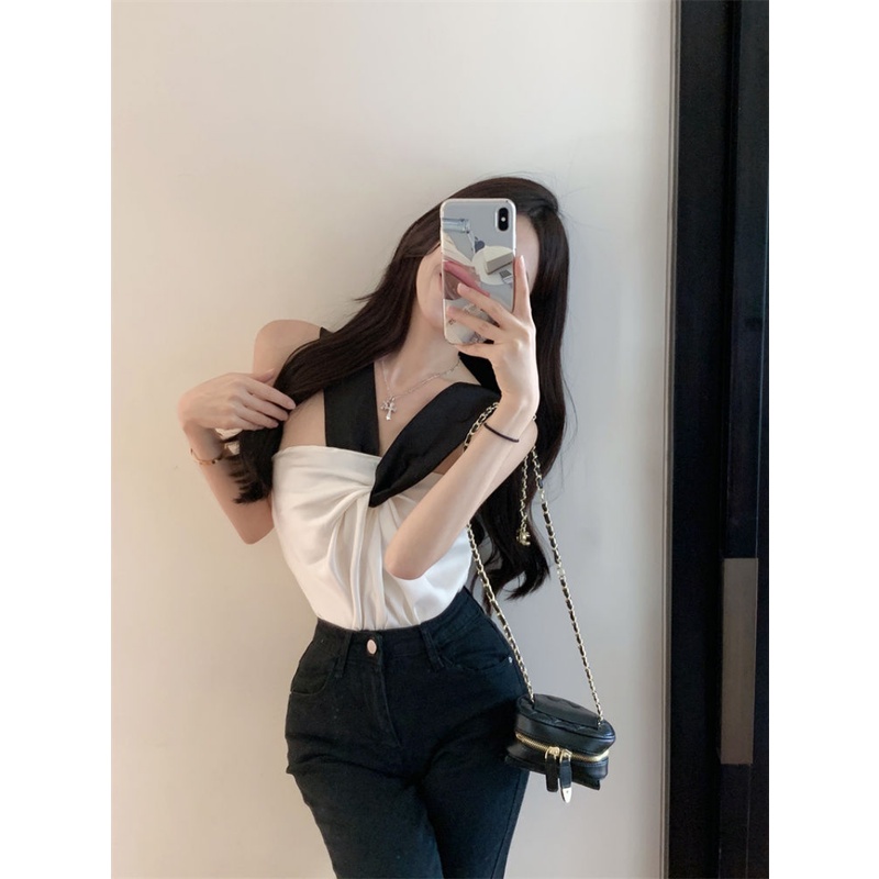 Áo Hai Dây Vải Satin Form Ôm Thời Trang Mùa Hè Pháp