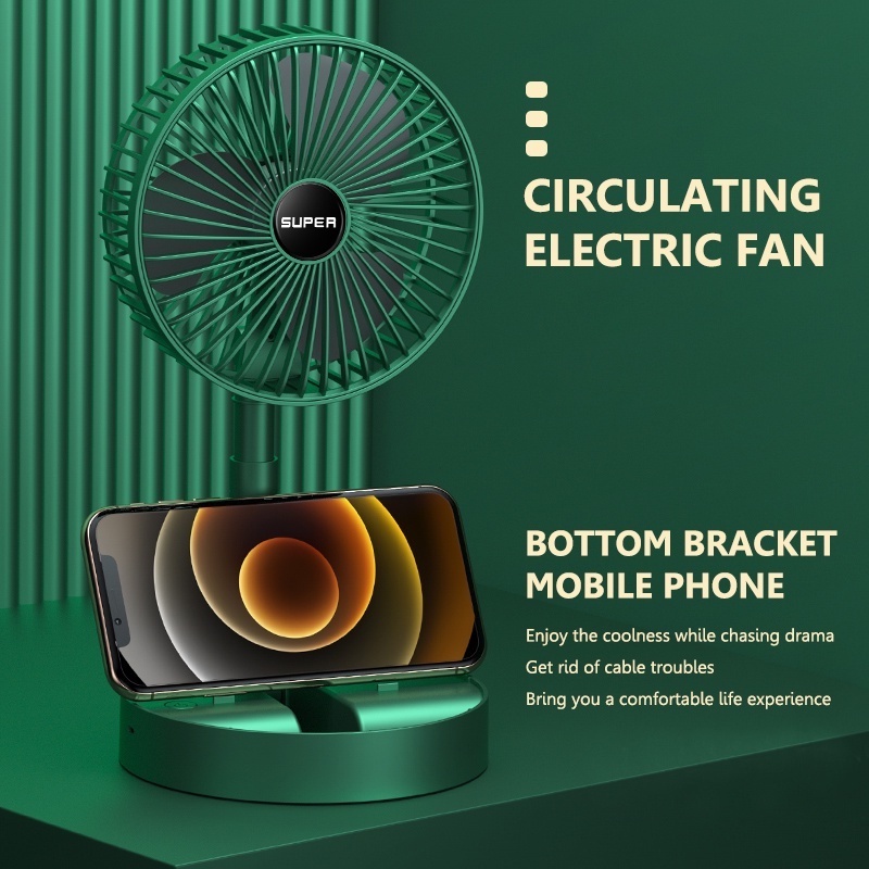 [2023 Mới] Quạt Cầm Tay Mini,Quạt Tích Điện Để Bàn Gấp Gọn Super Có Thể Điều Chỉnh Độ Cao , 3 Tốc Độ Gió, Cổng Sạc USB Xoay 180 Độ Siêu Tiện Lợi