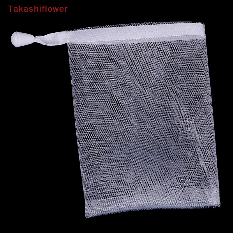 (Takashiflower) Túi Lưới Đựng Xà Phòng Tẩy Tế Bào Chết Cỡ Nhỏ Bằng Nylon Có Dây Rút