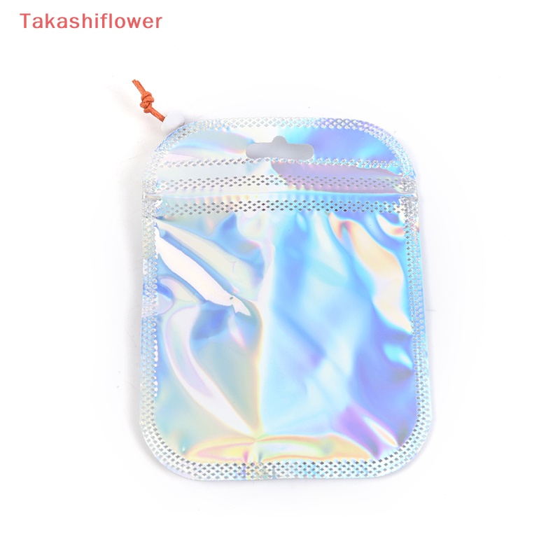 (Takashiflower) 50 Túi Đựng Kẹo Bằng Lá Nhôm Màu Laser Có Khóa Đóng Lại Được