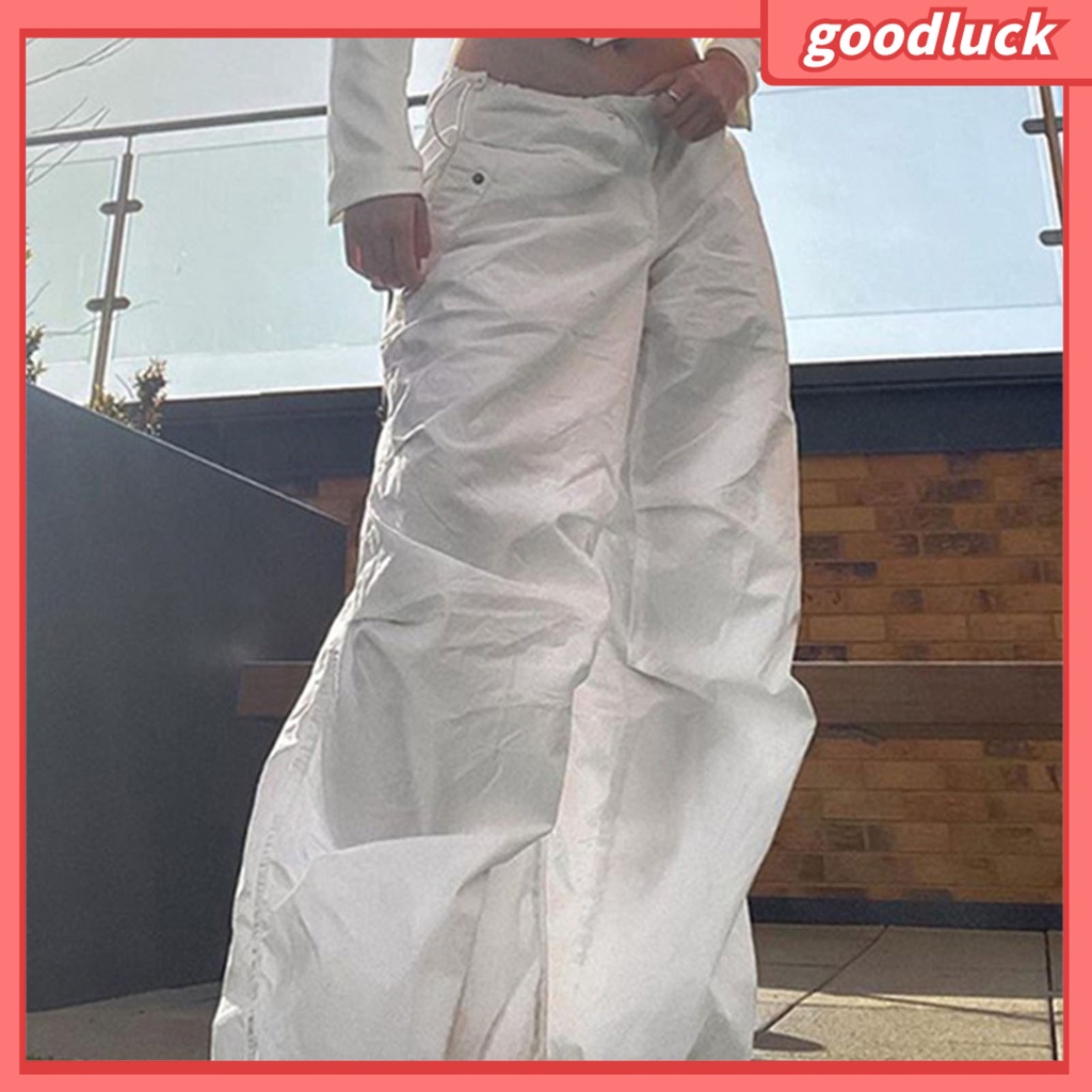 [ULK] Quần Túi Hộp Ống Rộng Lưng Thấp Dây Rút Mặc Hàng Ngày Cho Nữ