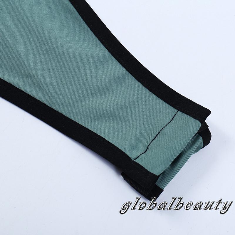 Bộ Áo Liền Quần Hai Dây Màu Sắc Tương Phản In Chữ 00GB Dành Cho Nữ