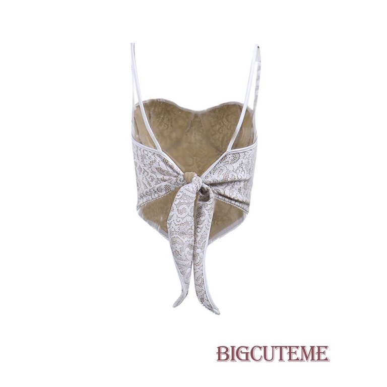 Áo Croptop Sát Nách Hở Lưng Phối Dây Cột Thời Trang Mùa Hè Cá Tính Cho Nữ