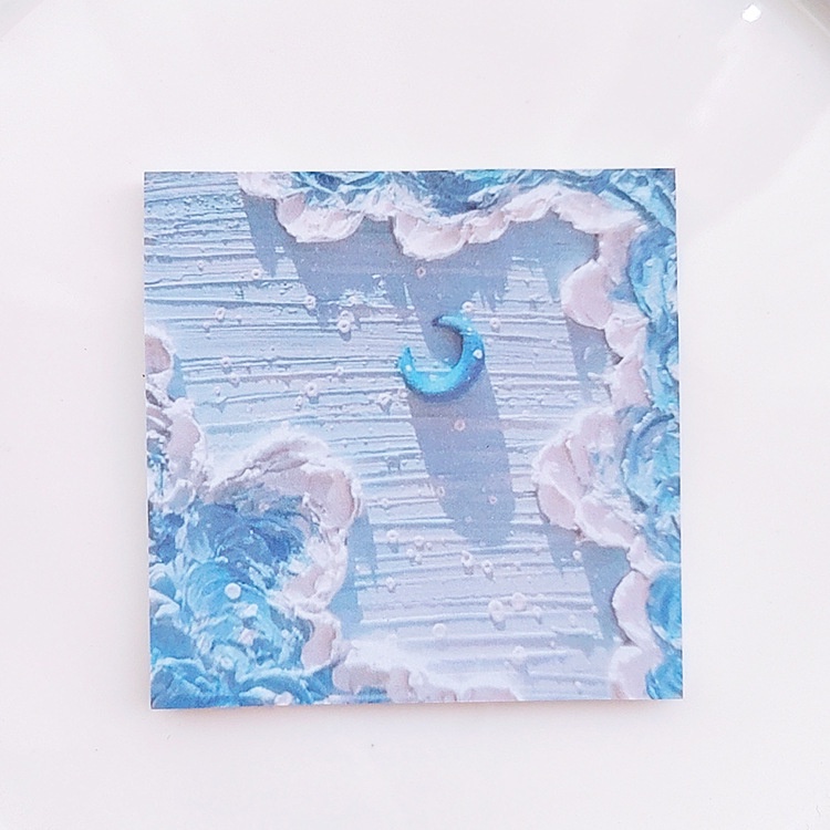 Set 50 Tờ Giấy Ghi Chú Vẽ Tranh Sơn Dầu Ba Chiều Độ Dính Cao ins