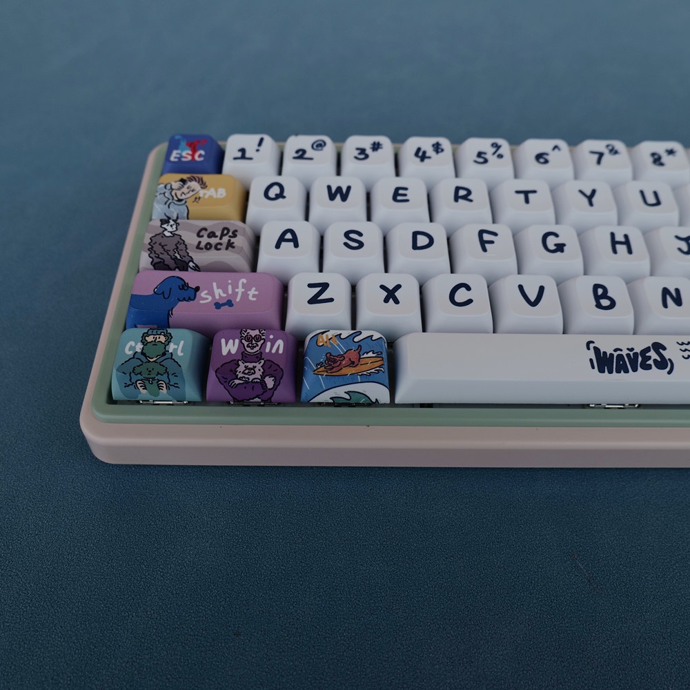 Waves Keycaps XDA Profile Hoạt Hình Tranh Sơn Dầu PBT DYE SUB Cơ Keycap
