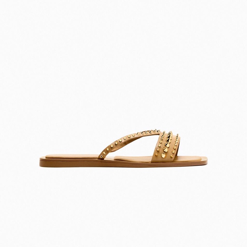 Giày Sandal Đế Bằng Đính Đinh Tán Thời Trang Mùa Hè Za2023