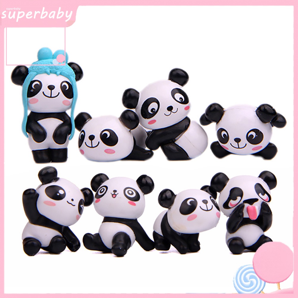Set 8 Mô Hình Gấu Trúc Hoạt Hình Dễ Thương Trang Trí Tiểu Cảnh / Sân Vườn
