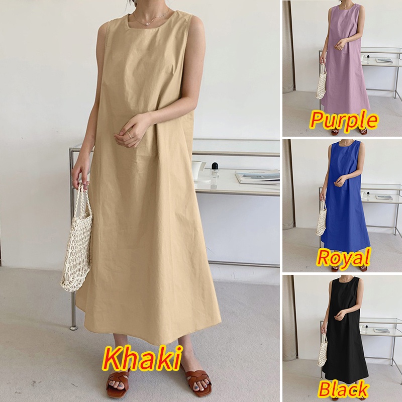 Đầm nữ ZANZEA cộc tay cổ tròn thời trang Hàn Quốc