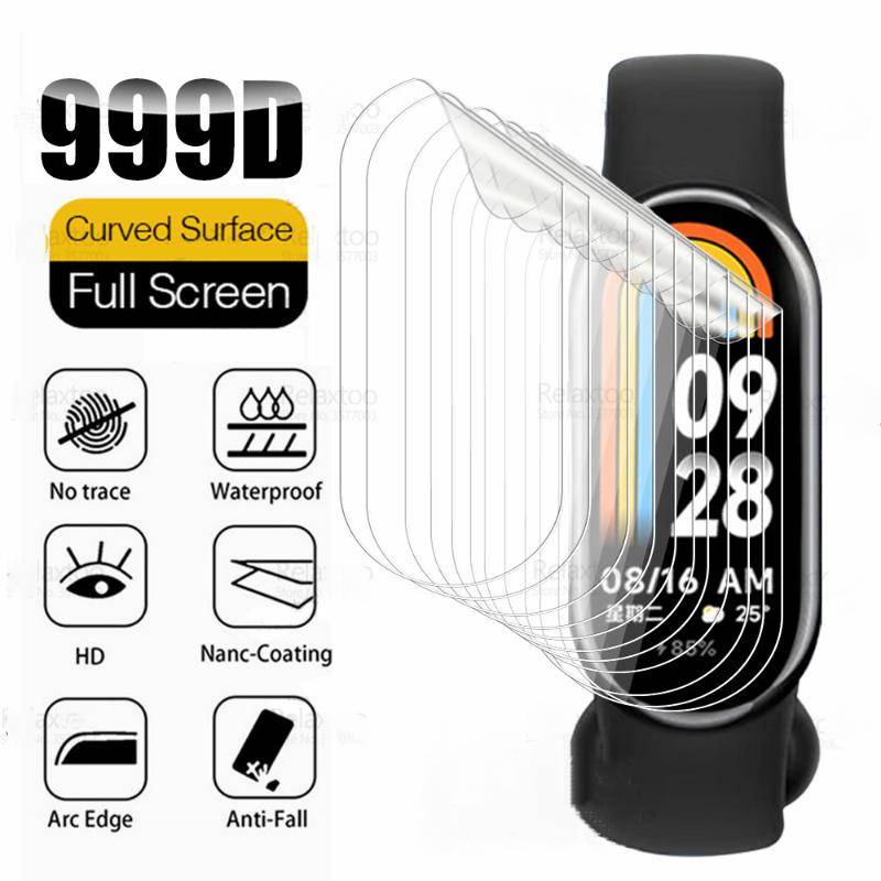 Miếng Dán Cường Lực Cong 999D Chống Ánh Sáng Xanh Cho Đồng Hồ Thông Minh Xiaomi Mi Band 8 Kính