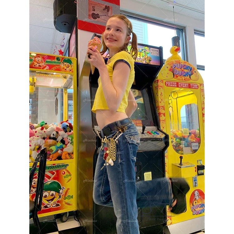 Áo Thun Tay Ngắn Cổ Tròn In Chữ Phối Màu Tương Phản Thời Trang Mùa Hè Xinh Xắn Cho Nữ