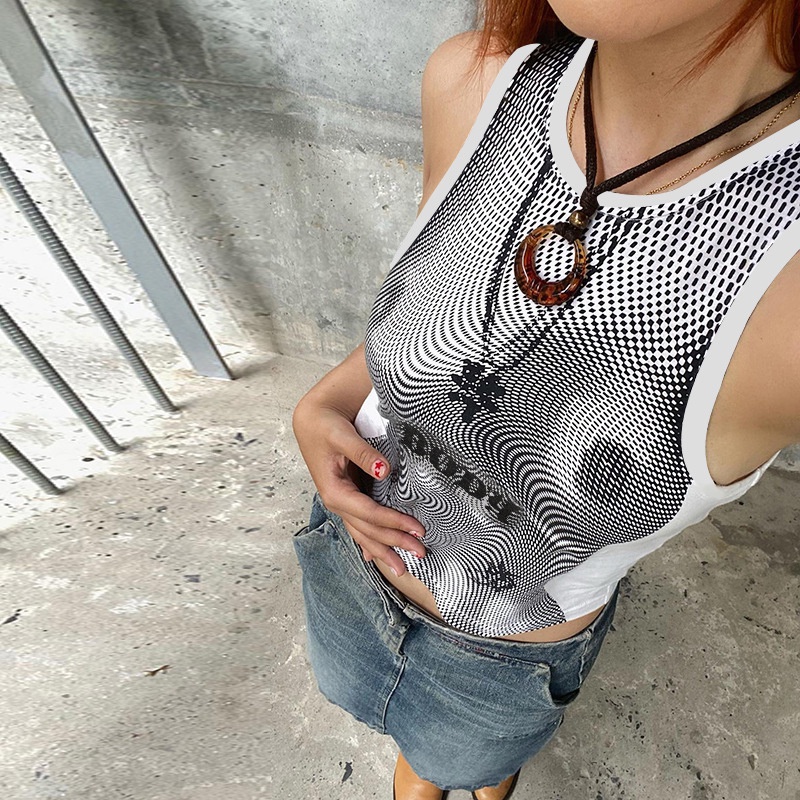 Weird Puss Áo Ba Lỗ In Hình Psychedelic Đậm Đặc Cá Tính Mùa Hè Cho Nữ