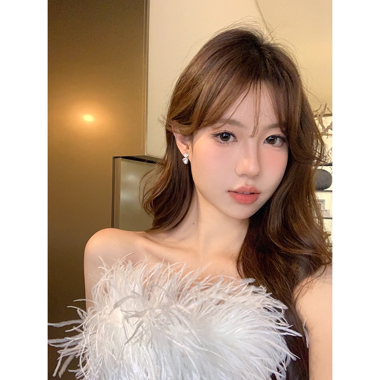 Bông Tai Đính Đá Zircon Hình Trái Tim Sang Trọng Thời Trang Cho Nữ