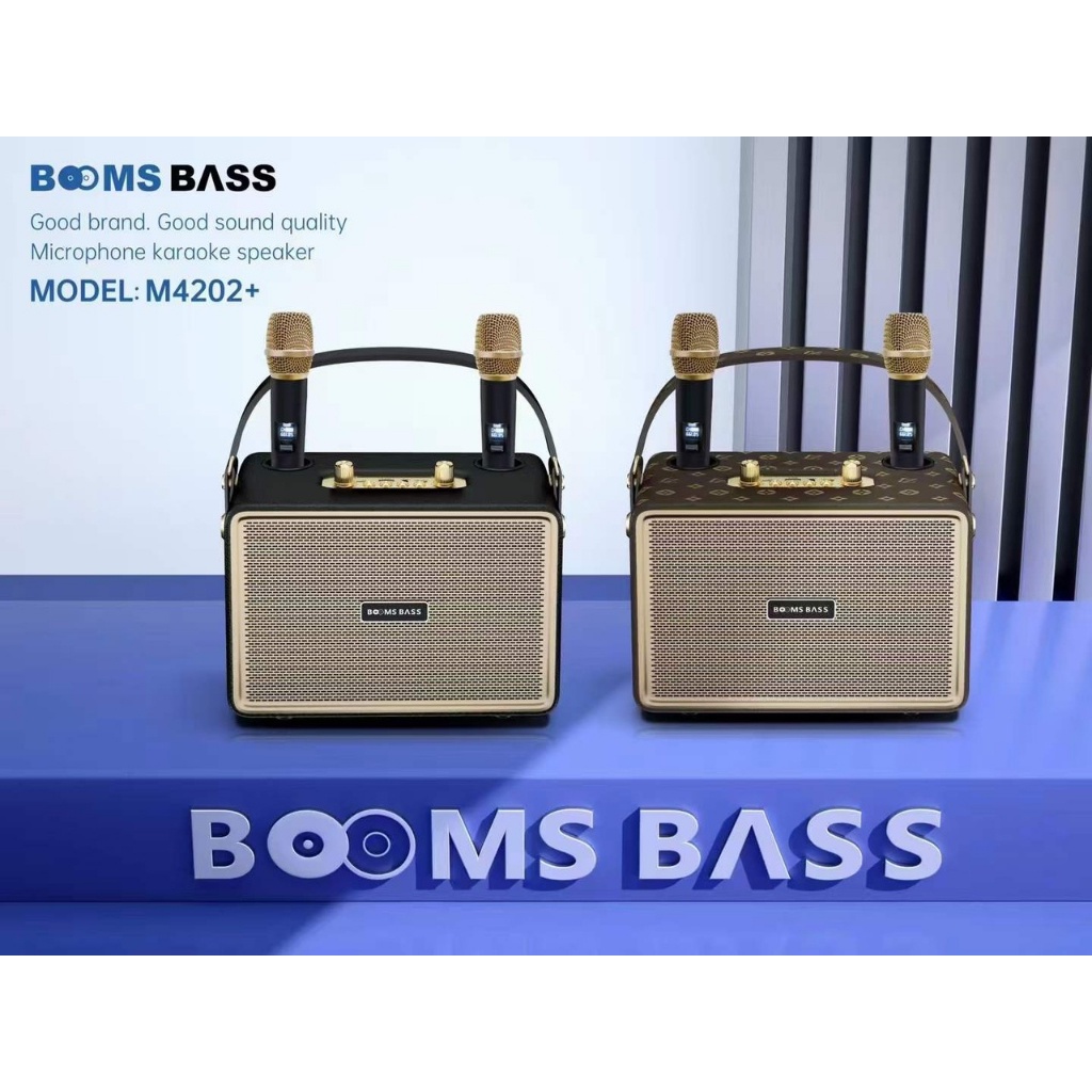 Loa bluetooth BoomBass M4202 kèm 2 micro không dây xách tay công xuất 20W, âm thanh trầm ấm, bass căng- LC DESIGN