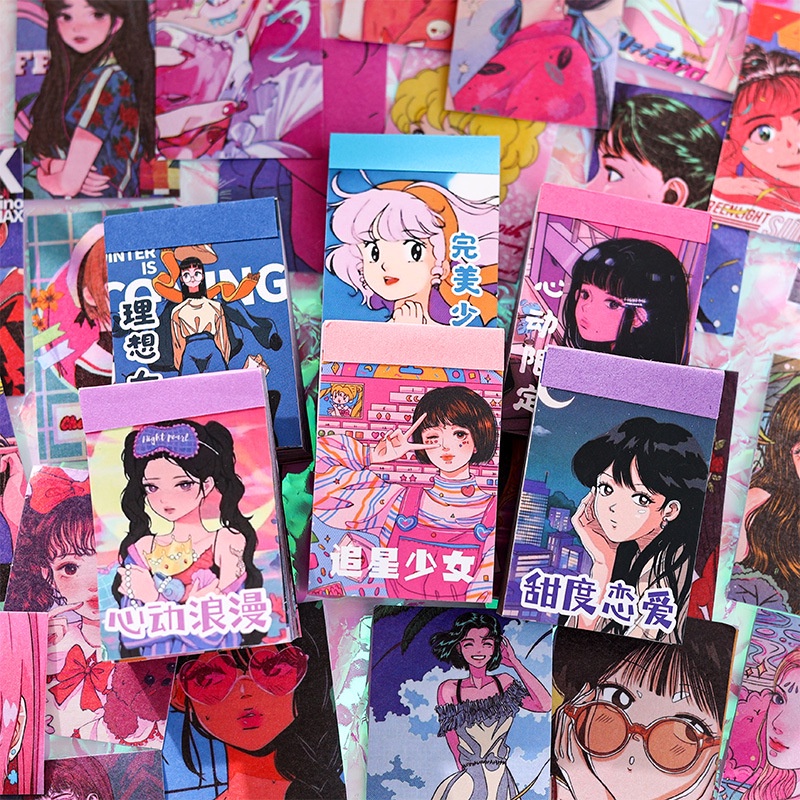 Set 50 Tấm Sticker Giấy Dán Trang Trí Sổ Tay diy Họa Tiết Hoạt Hình Đáng Yêu