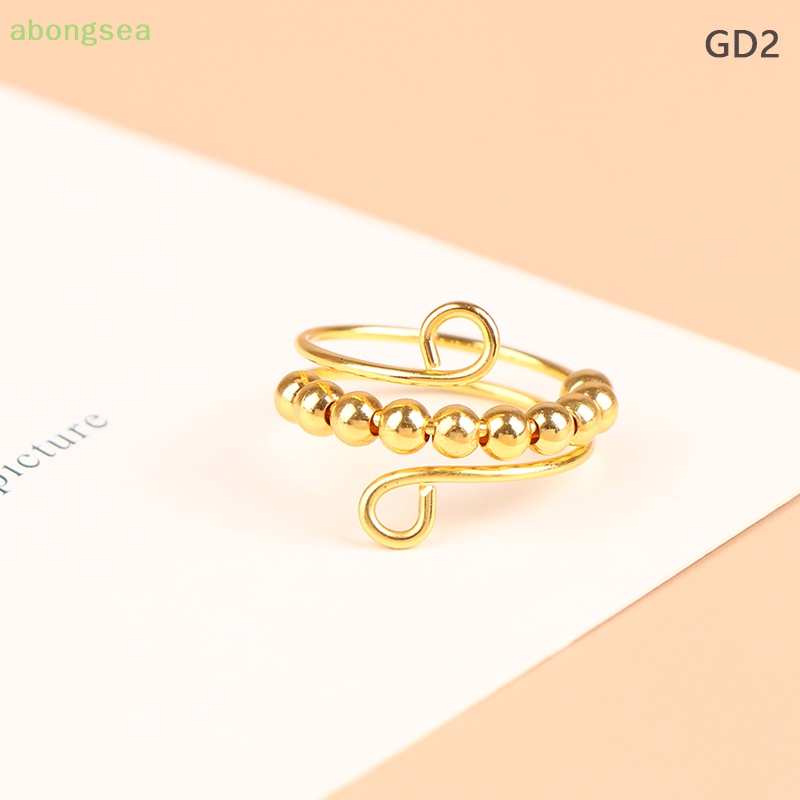 Nhẫn Xoay Tự Do Giảm Căng Thẳng Đính Hạt Phong Cách Bohemian