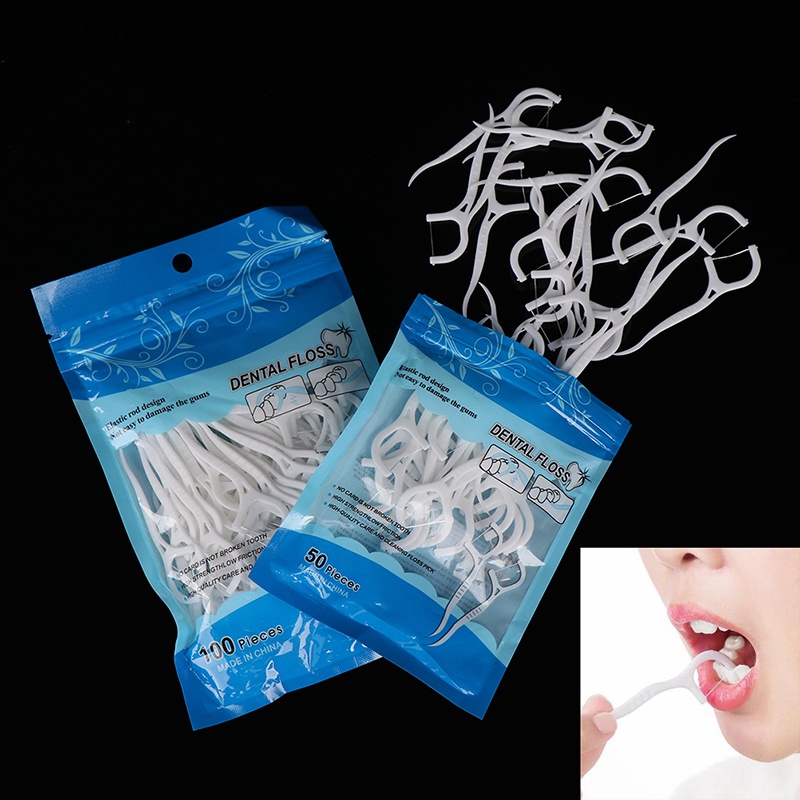 100 cái dùng một lần Flosser nha khoa kẽ răng bàn chải đánh răng làm sạch răng VN