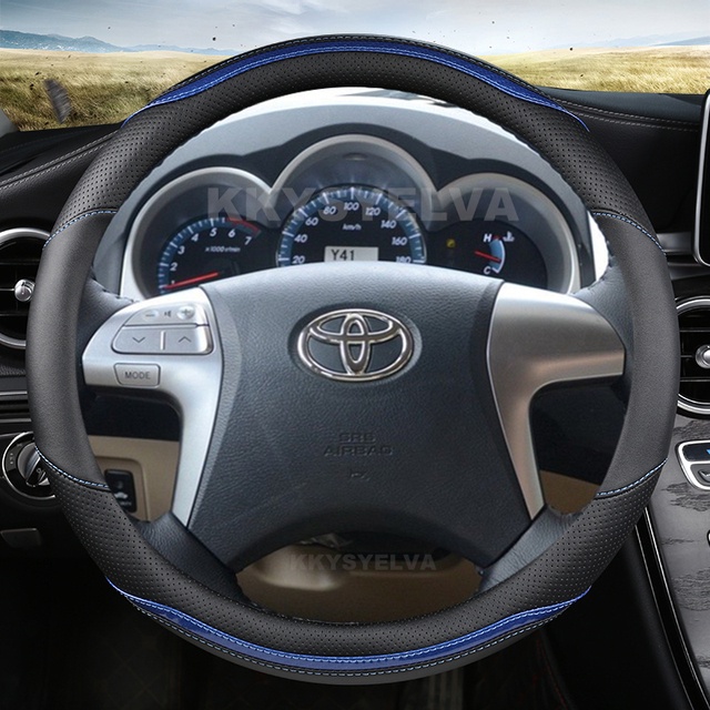 Vỏ Bọc Vô Lăng Xe Hơi Bằng Da + Sợi Carbon Cho Toyota Highlander Camry Premio Estima 2007-2013 Fortuner Hilux 2011-2015