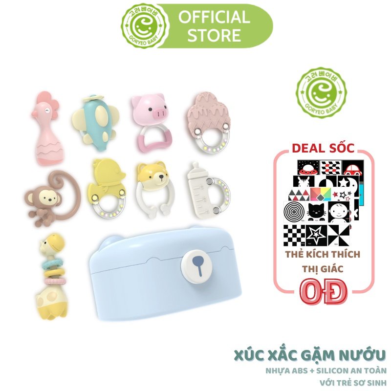 Xúc Xắc Gặm Nướu Goryeo Baby Bộ Đồ Chơi Sơ Sinh Hình Con Vật 9 Món