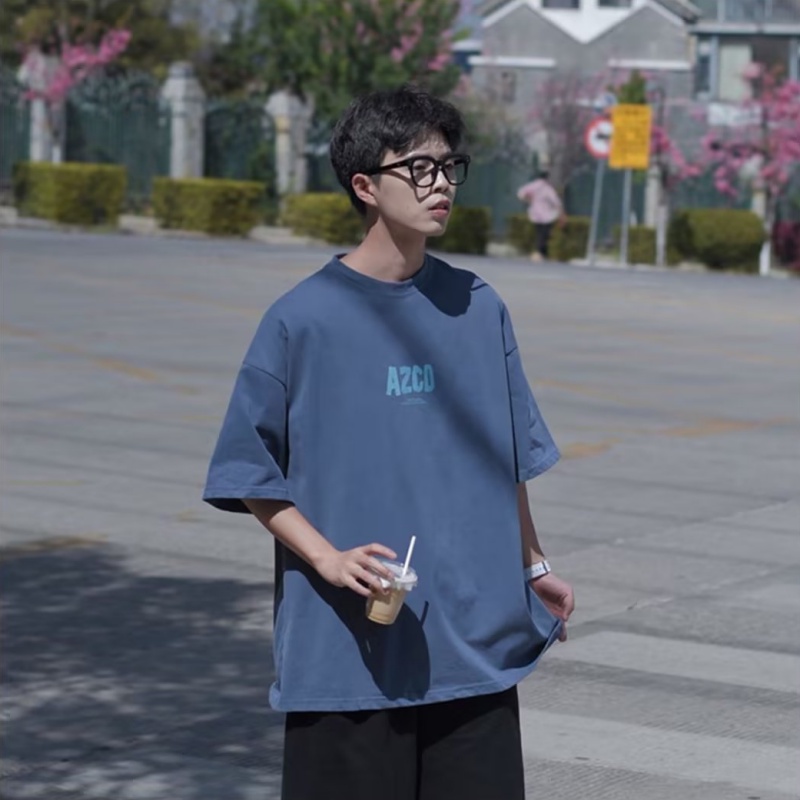 Áo Thun Nam Tay Ngắn Dáng Rộng In Chữ Phong Cách Hàn Quốc Thời Trang Size M-5XL