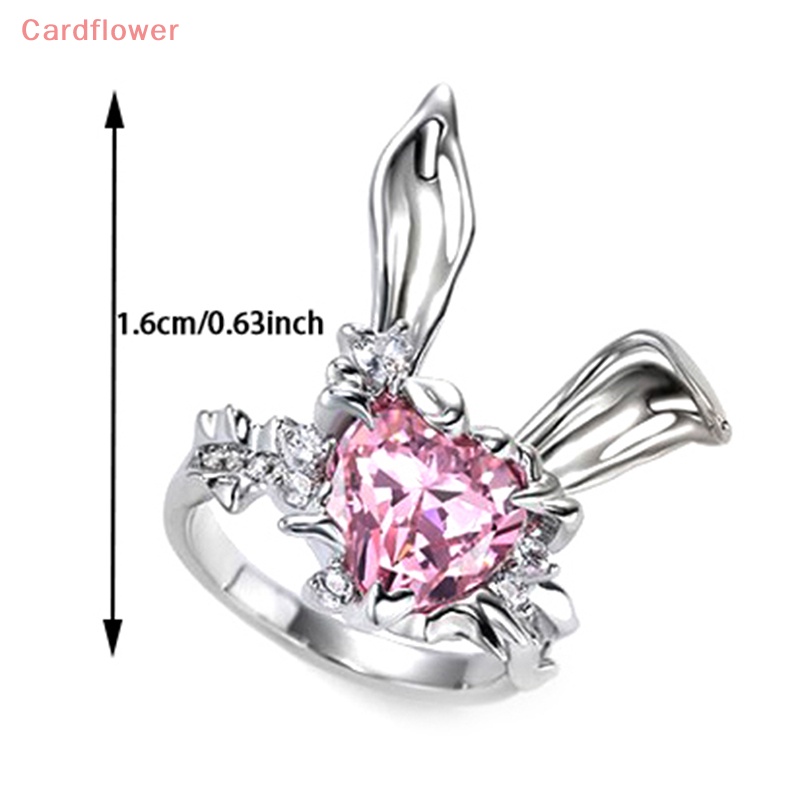 &lt; Cardflower &gt; Nhẫn Hở Đính Đá Zircon Hình Tai Thỏ Đáng Yêu Có Thể Điều Chỉnh Quà Tặng Cho Nữ / Cặp Đôi Mới