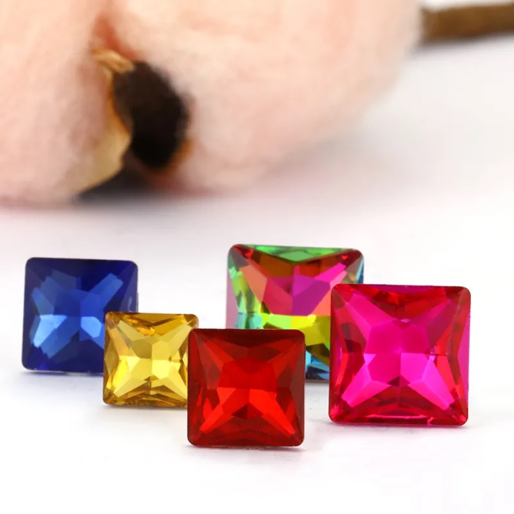 Đá Pha Lê Hình Vuông Cao Cấp 12mm 14mm Dùng Làm Trang Sức DIY