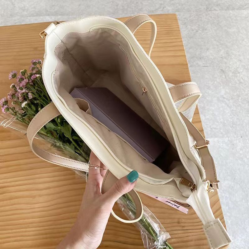 Túi tote Đeo Vai Cỡ Lớn Màu Trơn Có Khóa Kéo Thời Trang Cho Nữ