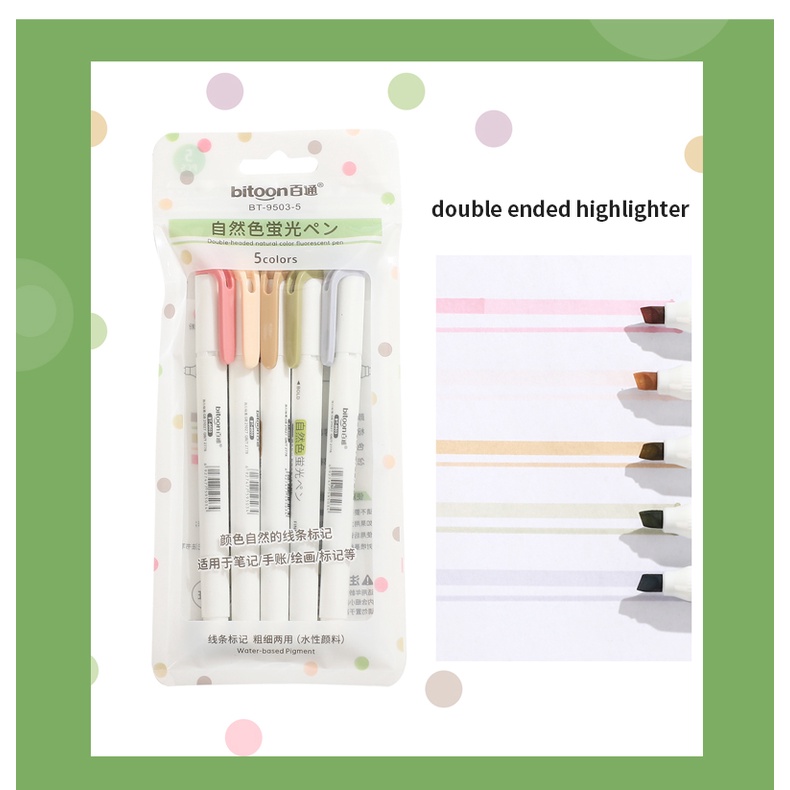 Set 5 Bút Đánh Dấu Hai Đầu Đa Sắc Sáng Tạo Cho Học Sinh DIY