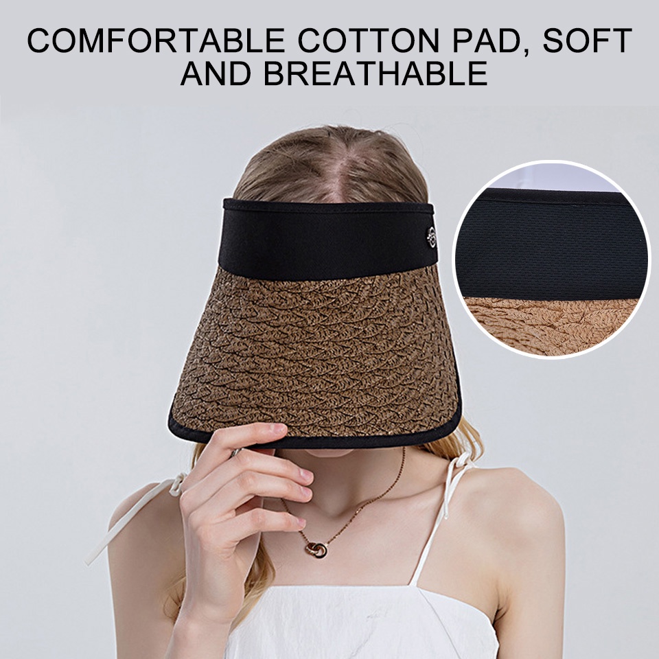 Mũ Cói Chống Nắng Vành Rộng Hở Chóp Thời Trang Đi Biển Mùa Hè Hàng Mới Dành Cho Bạn Nữ