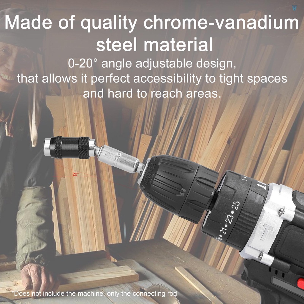 Ống Nối Dài 1 / 4 Inch Chất Lượng Cao 0-20° Đầu Tua Vít Mở Rộng Bằng Thép Crom Vanadium Có Thể Điều Chỉnh Góc Thông Dụng