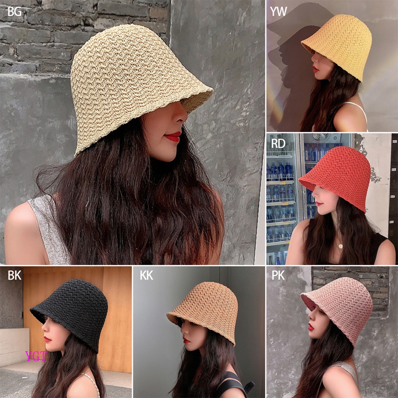 Ygt Mũ Bucket Dệt Kim Thoáng Khí Thời Trang Mùa Hè