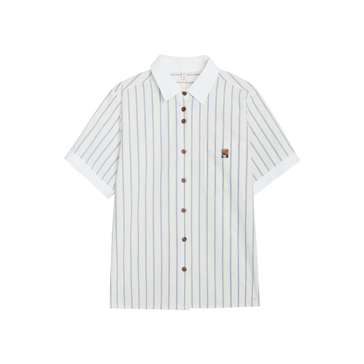 SUXI Áo Sơ Mi Tay Ngắn Dáng Rộng Họa Tiết Kẻ Sọc Thời Trang Mùa Hè Cho Nữ