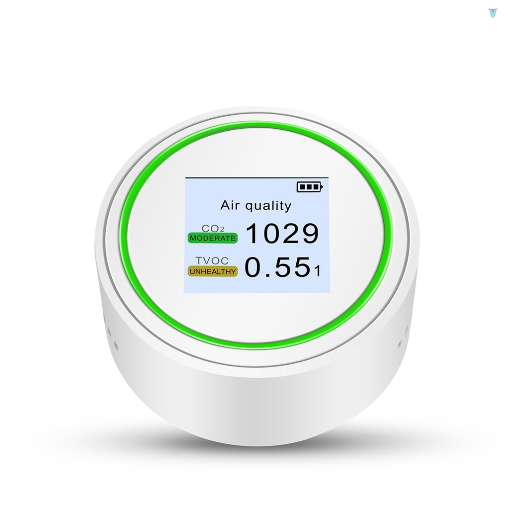 Thiết Bị Kiểm Tra Chất Lượng Không Khí CO2 &amp; TVOC Có Đèn Và Âm Thanh Chất Lượng Cao Cho CO2 &amp; TVOC