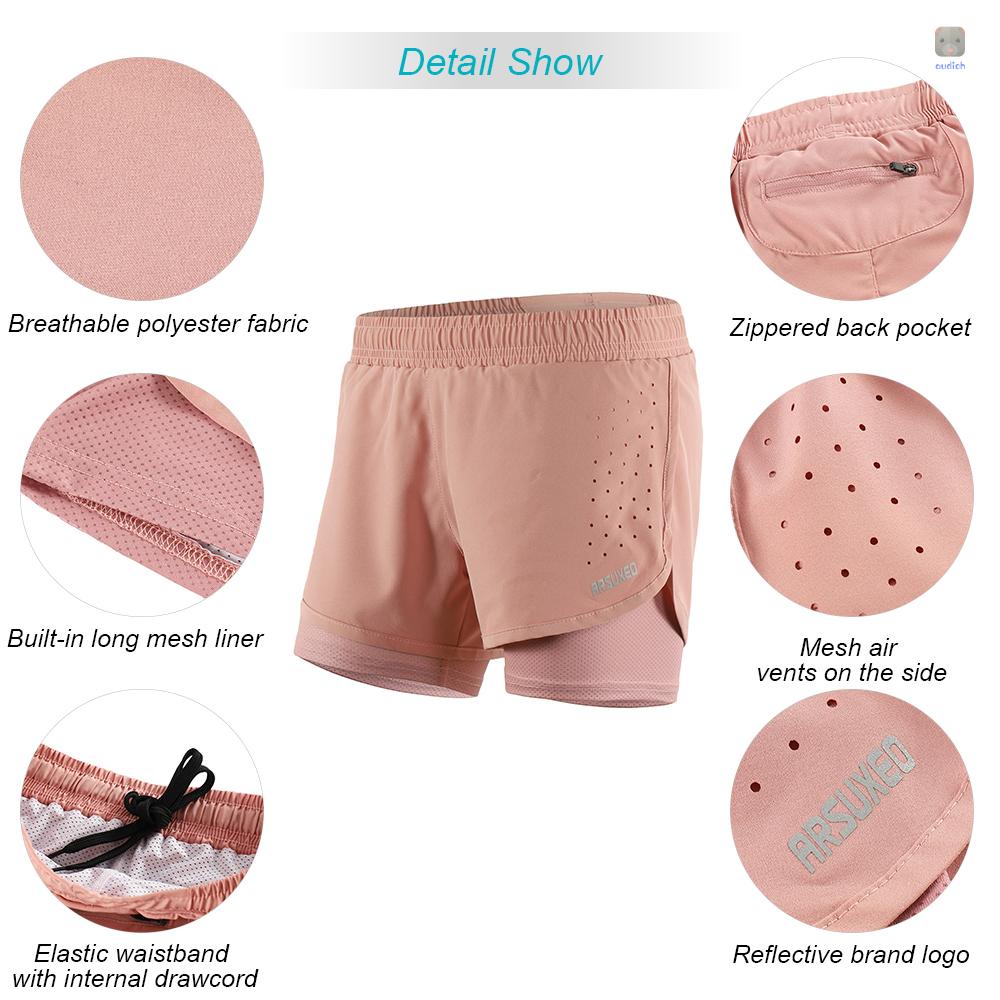 Quần ngắn đi xe đạp 2 Trong 1 Thoáng Khí Mau Khô Cho Nữ