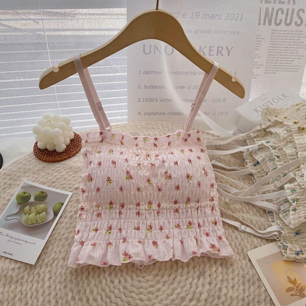 Áo Croptop In Họa Tiết Hoa Phong Cách Retro Hàn Quốc Ngọt Ngào