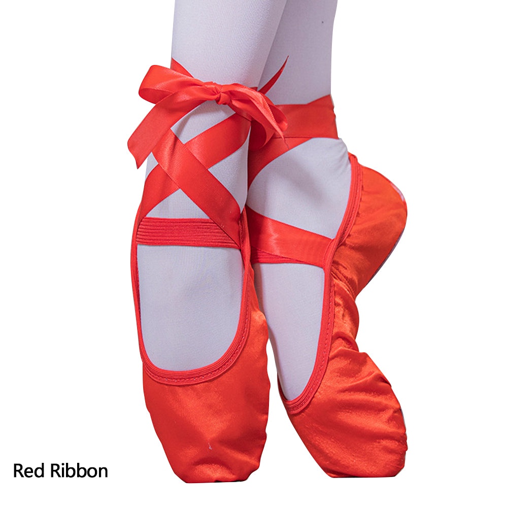Giày Múa Ba Lê Bằng Vải Canvas Phối Ruy Băng Nhiều Màu Thời Trang Cho Bé Gái