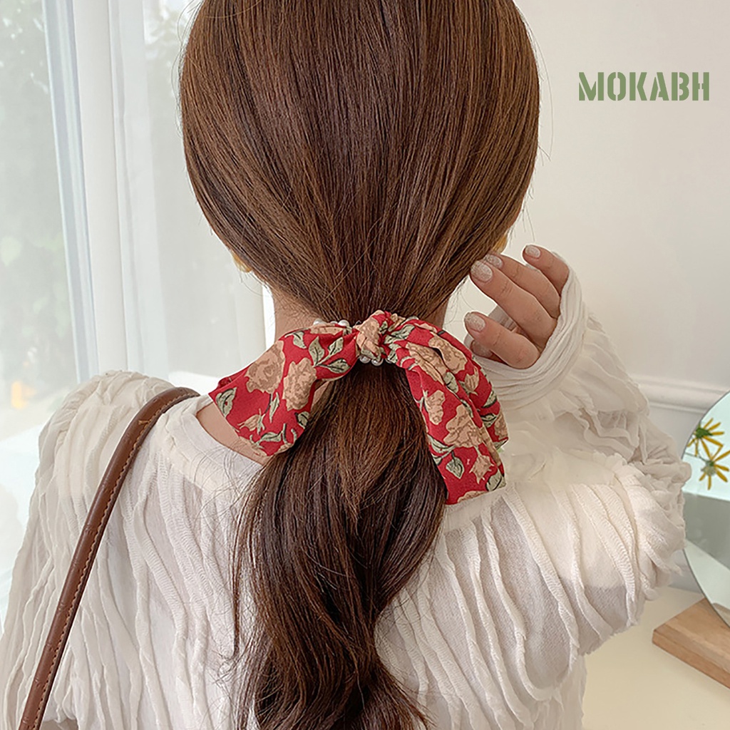 Dây Cột Tóc Họa Tiết Hoa Đính Ngọc Trai Giả Chống Rơi Thời Trang