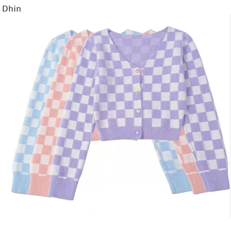 [Dhin] Áo Khoác Cardigan Dệt Kim Cổ Chữ V Phối Màu Khối