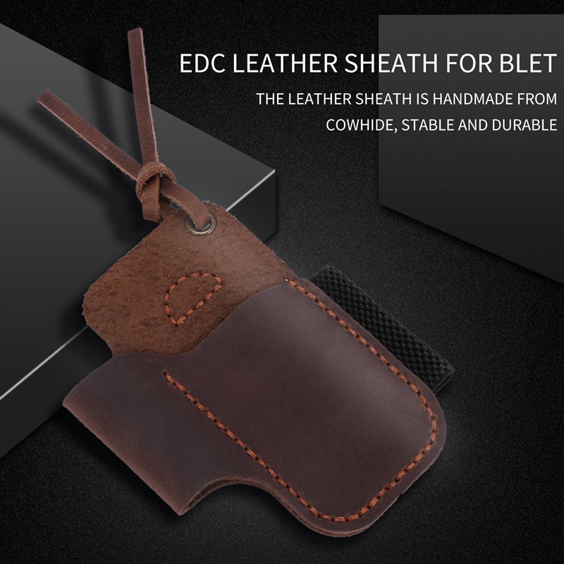 Vỏ bọc da thủ công Gấp Giá đỡ đèn pin EDC Tool Brown