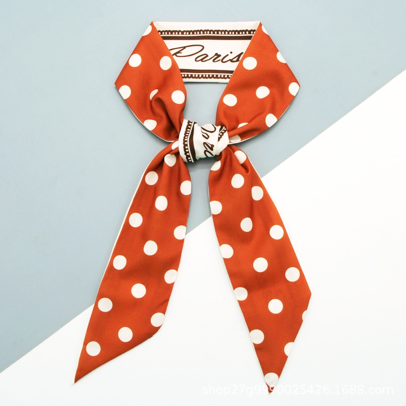 Khăn Quàng Cổ Thắt Nơ Họa Tiết Chấm Bi Bằng Lụa