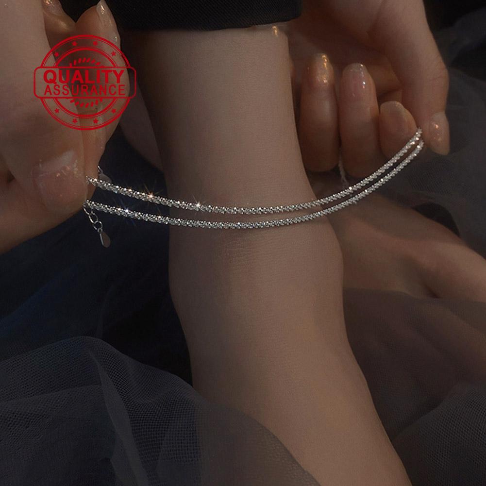 Lắc Chân Bạc Mỏng Màu Sắc Lấp Lánh Thời Trang Cho Nữ U9L2