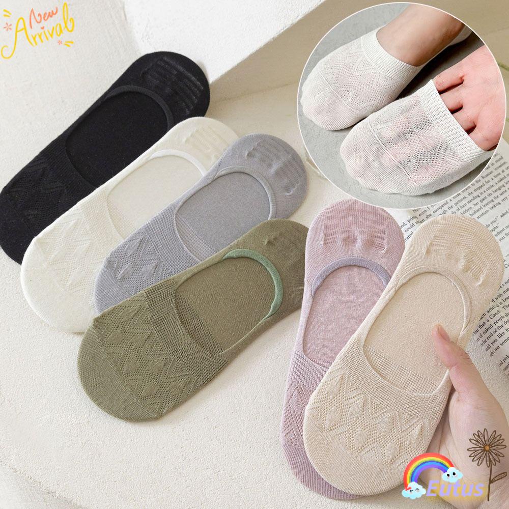 Set 6 Đôi Vớ Mềm Mại Màu Trơn Thoáng Khí Chống Trượt