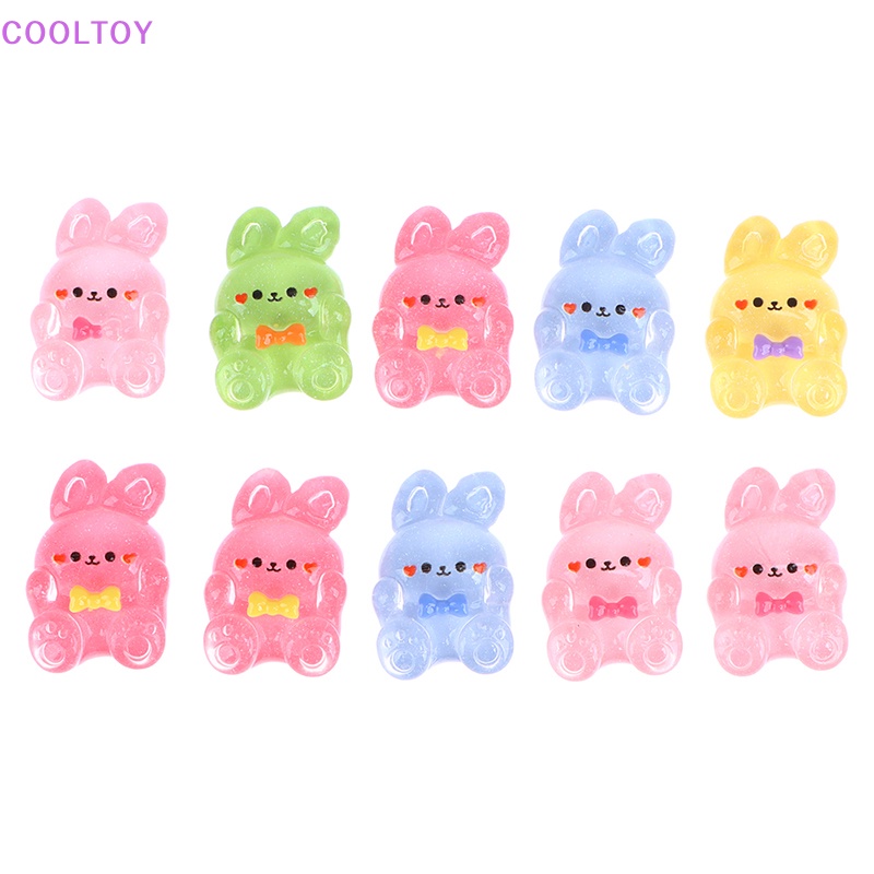 Cooltoy Set 10 Tượng Nhựa Resin Hình Thỏ Gấu Hoạt Hình Kawaii Trang Trí Sổ Tay DIY