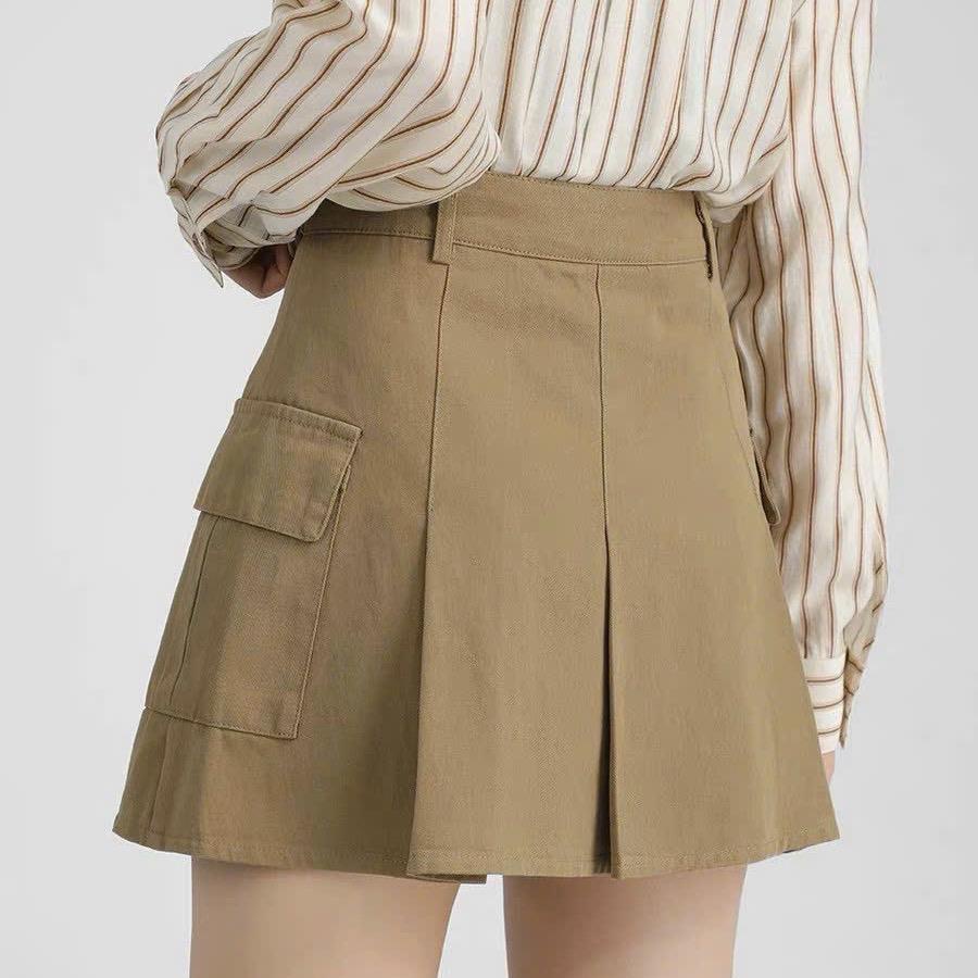 Chân váy V156 dáng A túi hộp chất kaki hàn có Bigsize 38-80kg