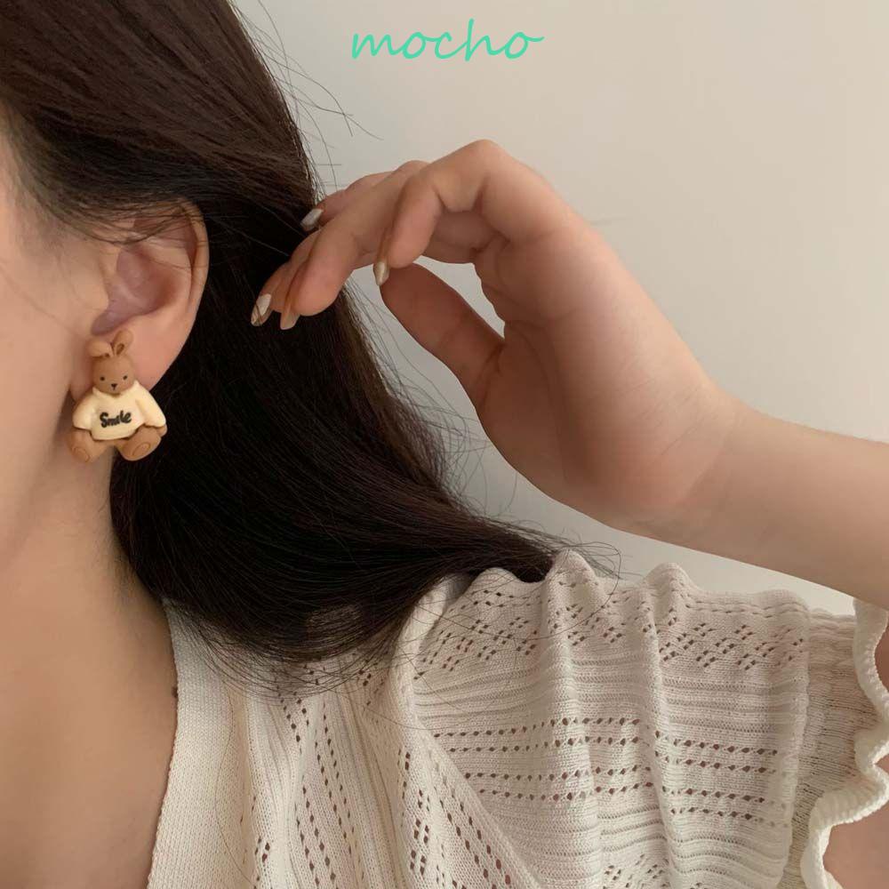 Bông Tai Mạ Bạc 925 Hình Thỏ / Gấu Đáng Yêu|Kim May Vá Phong Cách Hàn Quốc