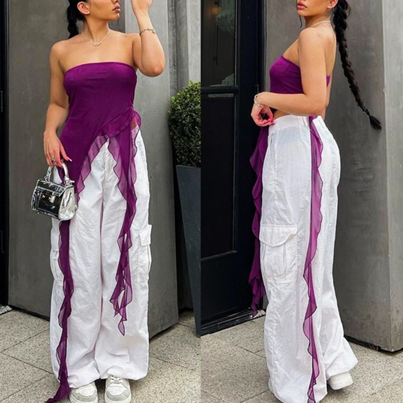 Xiangbao Áo Thun Không Tay Hở Lưng Gợi Cảm Viền Gỗ Ôm Dáng Y2K Jokers Cho Nữ