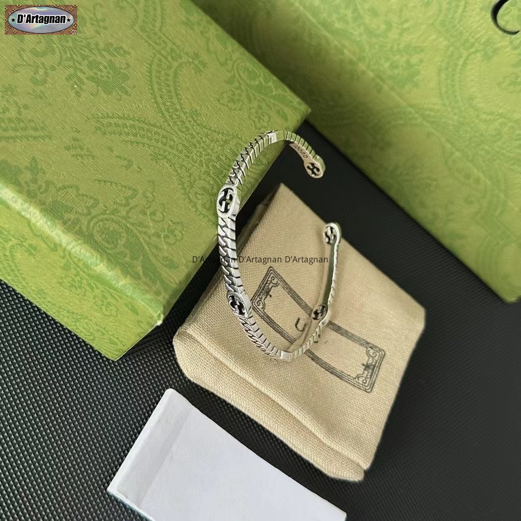 Boutique Spot GG Interconnect Logo Vòng đeo tay bằng bạc cổ Vòng đeo tay bằng đồng mạ vàng với thép in Chất lượng cao Hàn Quốc 2023 Mới tái tạo thanh lịch Vintage Thời trang Không phai Vòng đeo tay nữ B604